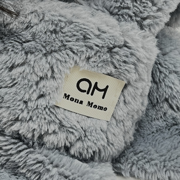 Mona Momo Winter Hooded Scarf Plush Neck Warmer With Cute Bear Ears Blue Gray - Picture 2 of 8